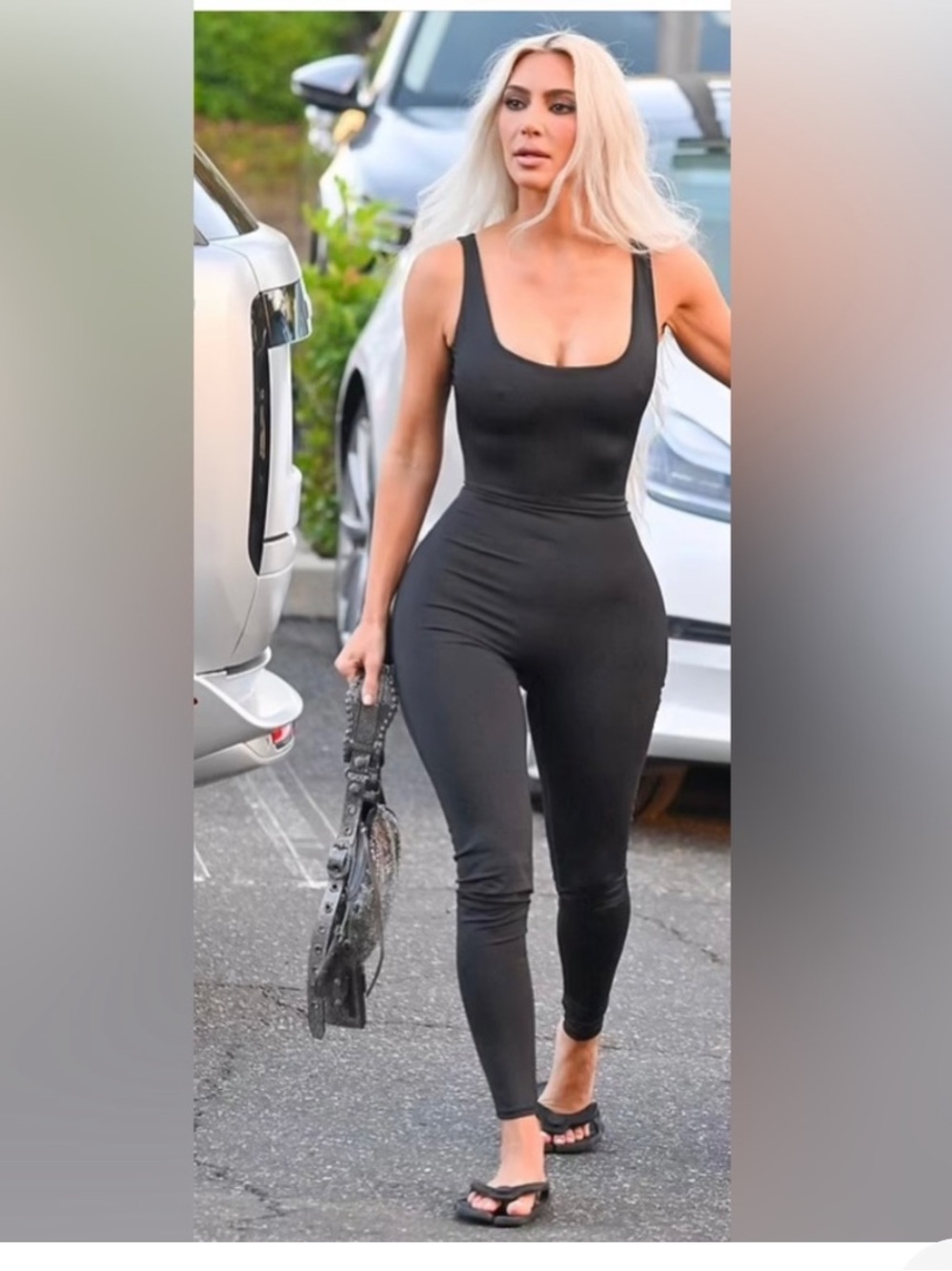 SKIMS Black Scoop-Neck Fitted Jumpsuit